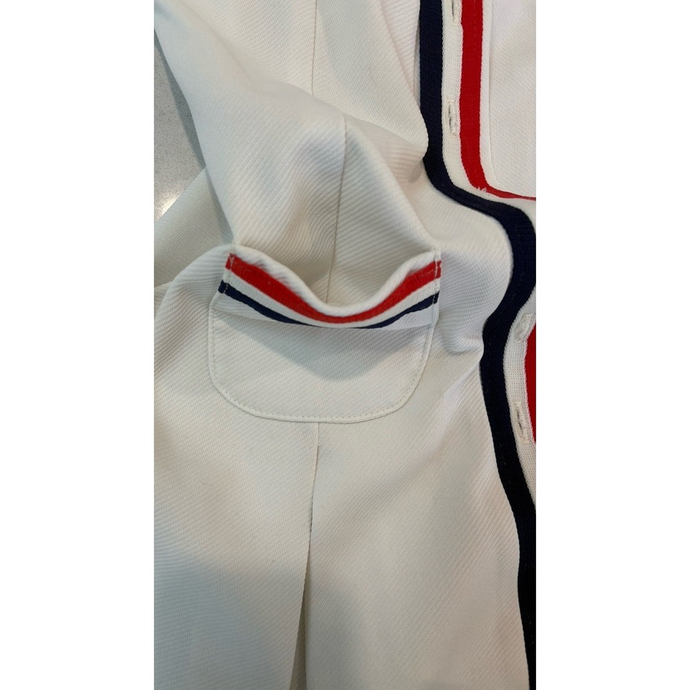 Vtg 70s Zazie London Mod Tennis Dress White Pleated Mini Red Blue XS S 17" P2P - Picture 7 of 11